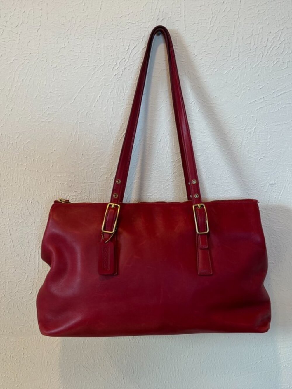 COACH Red Legacy West Zip Satchel Tote Leather Shoulder Bag